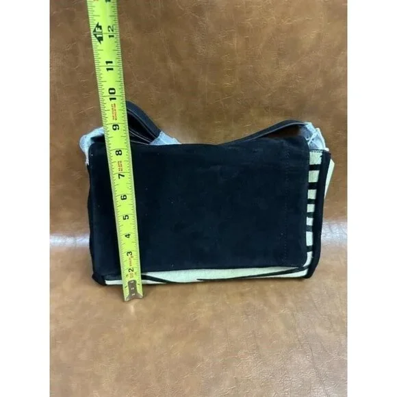 Trenched Black & Zebra Stripe Suede Crossbody Bag With Adjustable Strap & Multip - Picture 5 of 5